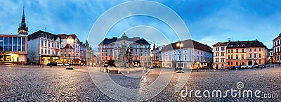 Panorama of Square Zeleny Trh in Brno at night, Czech republic at night Stock Photo