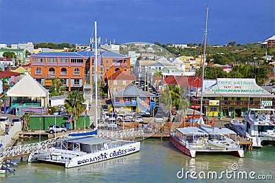 St John`s and a cruise port in Antigua, Caribbean Editorial Stock Photo