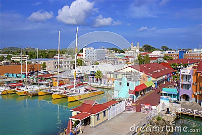 St John`s and a cruise port in Antigua, Caribbean Editorial Stock Photo