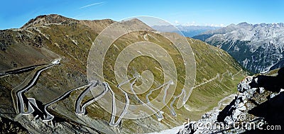 Panorama of Stelvio Pass, Italy Stock Photo