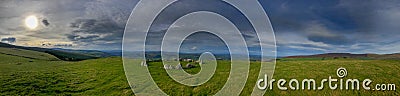 Panorama of stone circle Moel TÅ· Uchaf in Wales Stock Photo