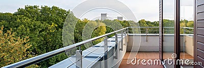 Panorama of stylish balcony with amazing view Stock Photo