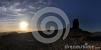 Panorama from the sunset at Roque Nublo Stock Photo