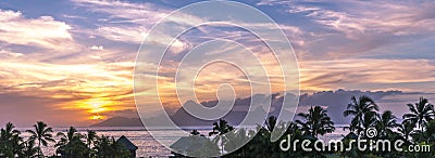 Tahiti Sunset Panorama Stock Photo