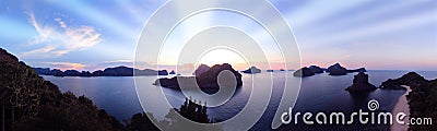 Panorama sunset views of the Island at Ang Thong Archipelago Stock Photo