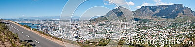 Panorama of Table Mountain and the city centre in Cape Town, Sou Editorial Stock Photo