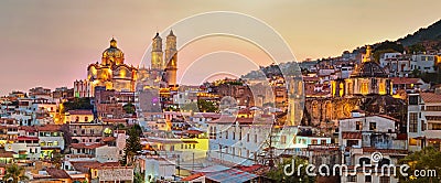 Panorama of Taxco city at sunset, Mexico Stock Photo