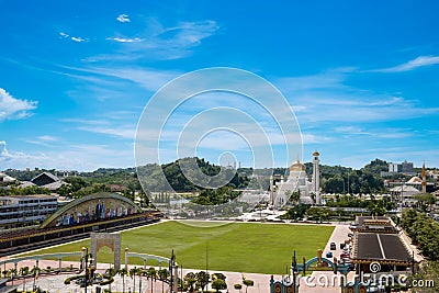 Panorama to town Bandar Seri Begawan in Brunei Darussalam Editorial Stock Photo