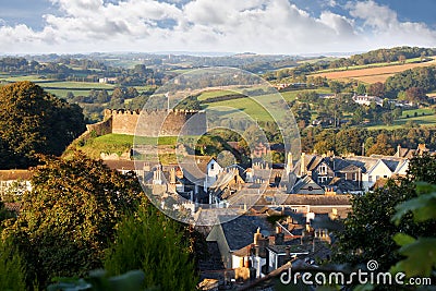 Panorama of Totnes with castle, Devon, England Stock Photo