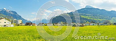 Small towns in Europe. Brunnen. Switzerland. Stock Photo