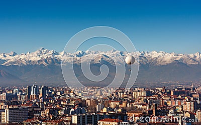 Panorama of Turin, with the Alps in the backround, Turin, Italy Stock Photo