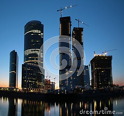 Panorama of under construction skyscraper Stock Photo