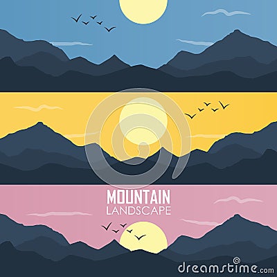 Panorama vector illustration of mountain ridges Vector Illustration