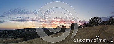 El Dorado Hills Golden Sunset Panorama Stock Photo