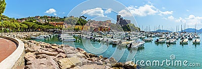 A panorama view along the promenade in Lerici, Italy Editorial Stock Photo