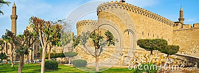 Panorama wit Bab Al-Azab Gate of Cairo Citadel, Egypt Stock Photo