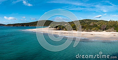 Panorama view of beauitful white sand Turredda beach on the south coast of Sardinia Stock Photo