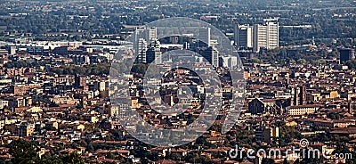 Panorama view of Bologna city, focused on the Fiera district. Italy Stock Photo