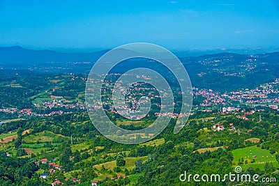 Panorama view of Bosnia countryside near Srebrenik in Bosnia and Stock Photo