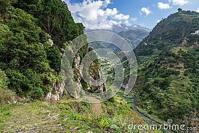 Panorama view on epic Madeira island rainforest Stock Photo