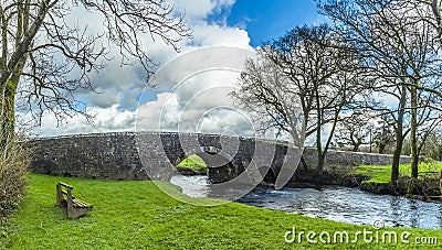 A panorama view of the Gelli bridge, that spans the River Syfynwy, Wales Stock Photo