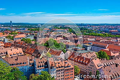 Panorama view of German town Nurnberg from Kaiserburg castle Editorial Stock Photo