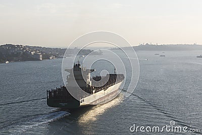 Panorama of view from the Golden Horn on the duct slopes City Editorial Stock Photo