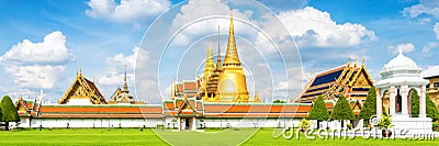 Panorama view of Grand palace and Wat phra keaw or Emerald Buddha in Bangkok Stock Photo