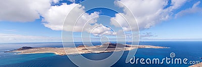 Panorama view of La Graciosa Island. Lanzarote. Canary Islands Stock Photo