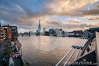 Panorama view of London city at twilight Editorial Stock Photo