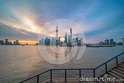 Panorama view of Lujiazui at sunrise Editorial Stock Photo