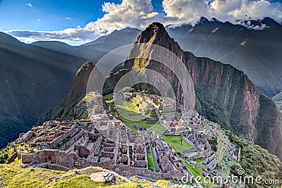 Panorama view of Machu Picchu sacred lost city of Incas in Peru Stock Photo