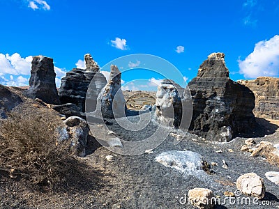 Bizzare stone formations at Stratified City, Lanzarote Stock Photo