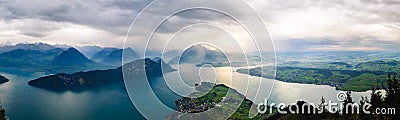 Panorama view of Quatre Cantons Lake under a storm Stock Photo