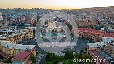 Panorama view of the Republic square in Yerevan, Armenia Stock Photo