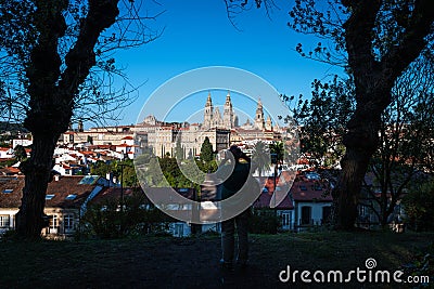 Panorama view of Santiago de Compostela Editorial Stock Photo