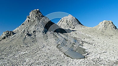 Panorama view to mud volcanoes, Gobustan, Azerbaijan Stock Photo