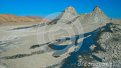 Panorama view to mud volcanoes, Qobustan, Azerbaijan Stock Photo