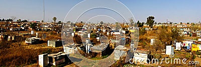 Panorama view to soweto favela outskirt of Johannesburg, South Africa Editorial Stock Photo