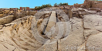 A panorama view of an unfinished obelisk in a quarry near Aswan, Egypt Stock Photo