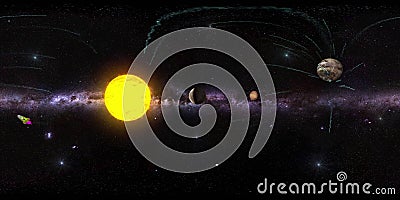 Panorama virtual reaility background of outer space Stock Photo