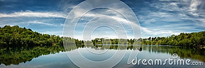 Panorama of the volcanic Weinfelder Maar Stock Photo