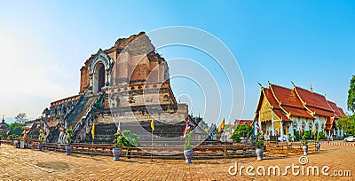 Panorama of Wat Chedi Luang, Chiang Mai, Thailand Stock Photo