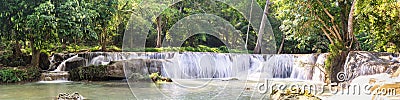 Panorama Waterfall on the mountain in tropical forest Stock Photo
