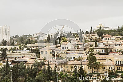 Panorama of West Jerusalem Yemin Moshe neighborhood . Stock Photo