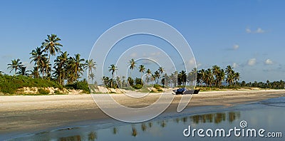 Panorama of wild beach in South Goa Stock Photo