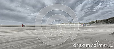 Panorama of wind blown sand and sky Stock Photo