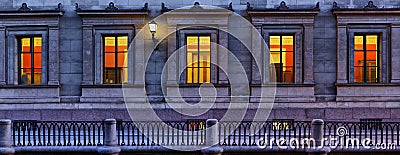 Panorama of windows of the Hermitage in St. Petersburg Stock Photo