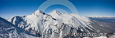 Panorama of winter mountains in Bansko, Bulgaria Stock Photo