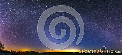 Panorama of Zodiacal light and the Milky Way on a beautiful night Stock Photo